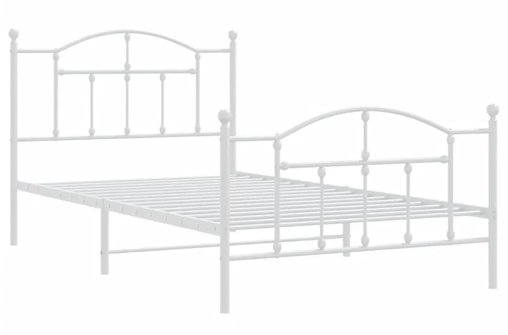 Białe metalowe łóżko pojedyncze 100x200 cm - Azos