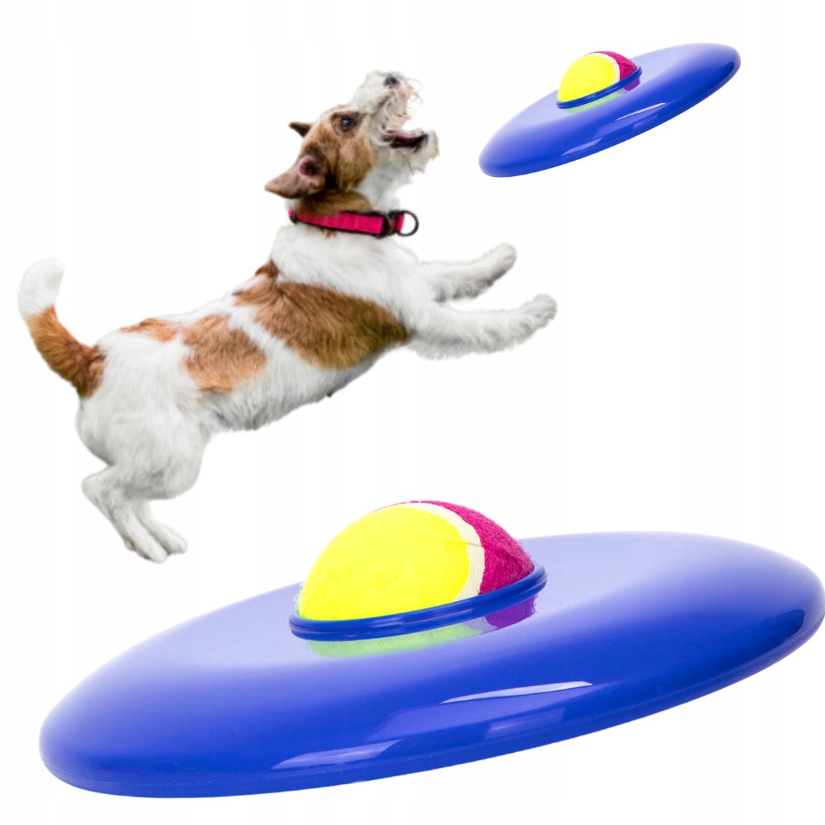 Zabawka dla psa FRISBEE z piłką TENISOWĄ 2w1 - dysk i piłka w jednym