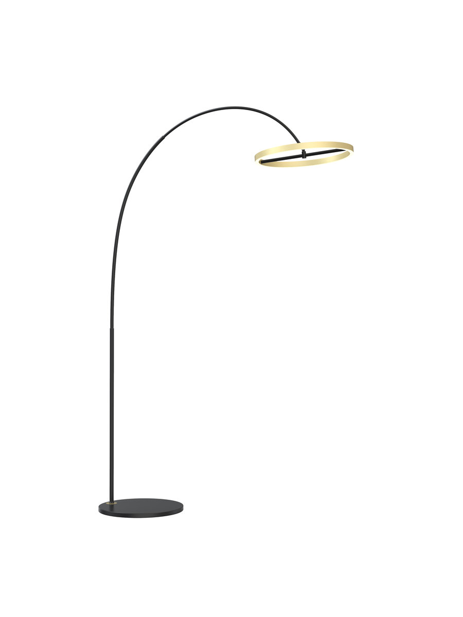 Duża lampa stojaca LED MALTA złoty okrągły klosz barwa CIEPŁA 180cm