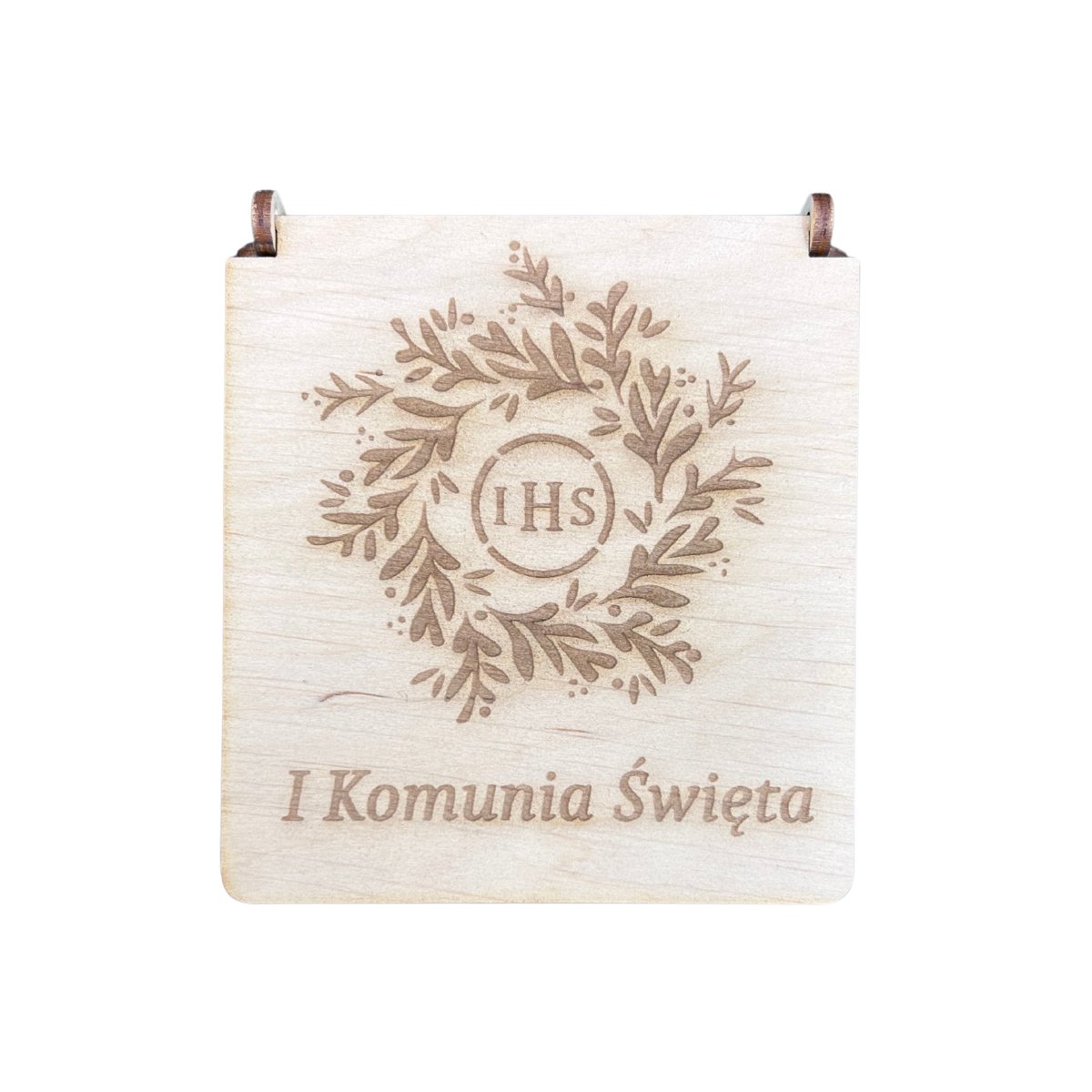 Pamiątka Pierwszej Komuni Pudełko Szkatułka na Prezent Drewniane