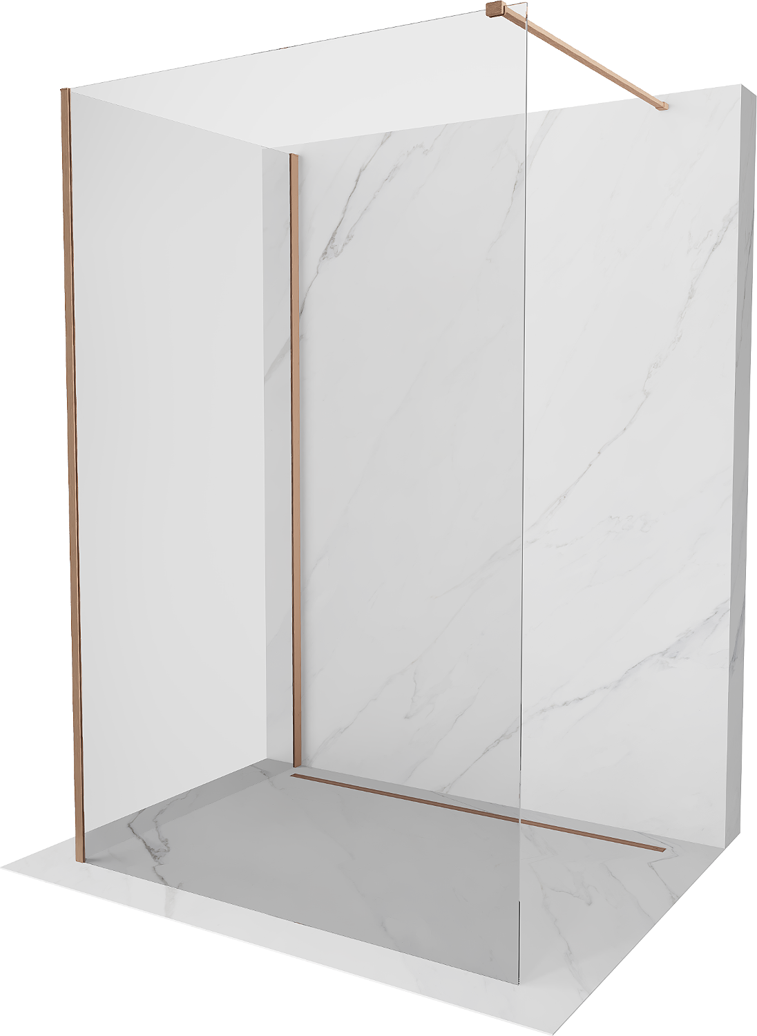 Mexen Kioto ścianka prysznicowa Walk-in 130 x 115 cm, transparent, miedź szczotkowana - 800-130-212-65-00-115