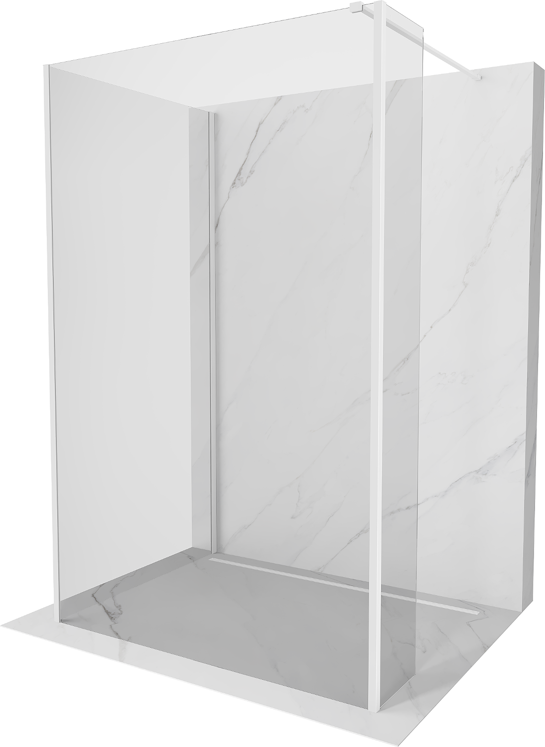 Mexen Kioto ścianka prysznicowa Walk-in 130 x 70 x 30 cm, transparent, biała - 800-130-070-221-20-00-030
