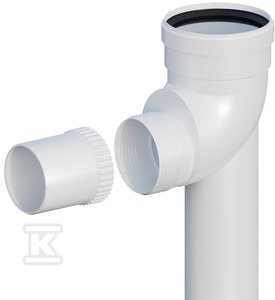 Kolano do systemów kominowych PP skręcane, redukcyjne 87° DN60/80mm L500mm na podstawie z uszczelką [EPDM] ONNLINE