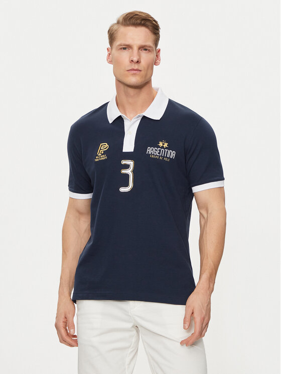 La Martina Polo YMP305 PK001 Granatowy Regular Fit