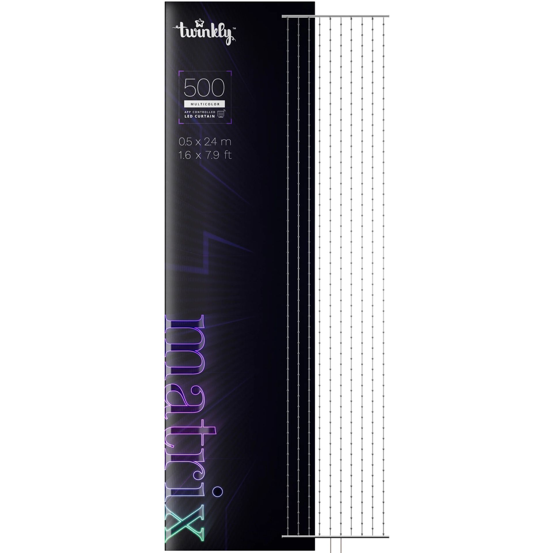 Twinkly Matrix – 500 RGB LED Lampki w kształcie pereł, przezroczysty przewód, 1.7x7.8ft typ wtyczki F