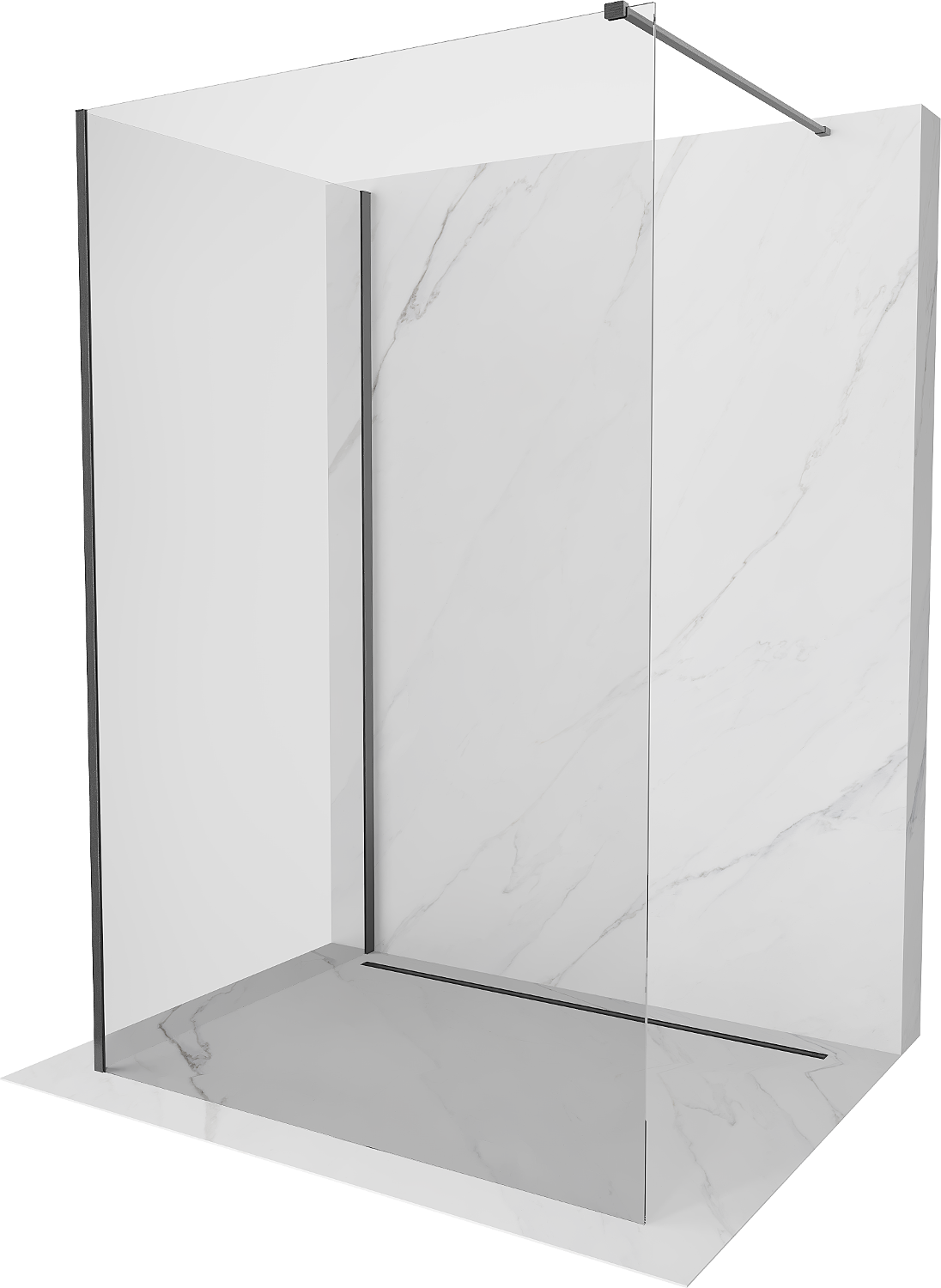Mexen Kioto ścianka prysznicowa Walk-in 130 x 115 cm, transparent, gun gray szczotkowany - 800-130-212-66-00-115