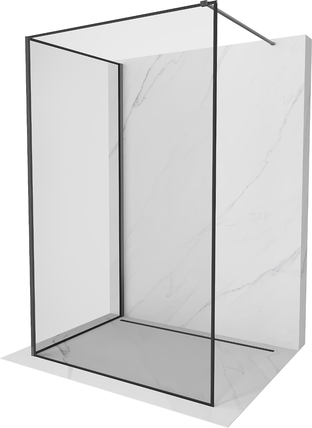 Mexen Kioto ścianka prysznicowa Walk-in 130 x 110 cm, czarny wzór, gun gray szczotkowany - 800-130-212-66-70-110