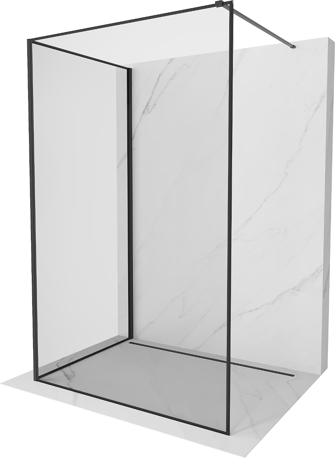 Mexen Kioto ścianka prysznicowa Walk-in 130 x 90 cm, czarny wzór, czarna - 800-130-212-70-70-090