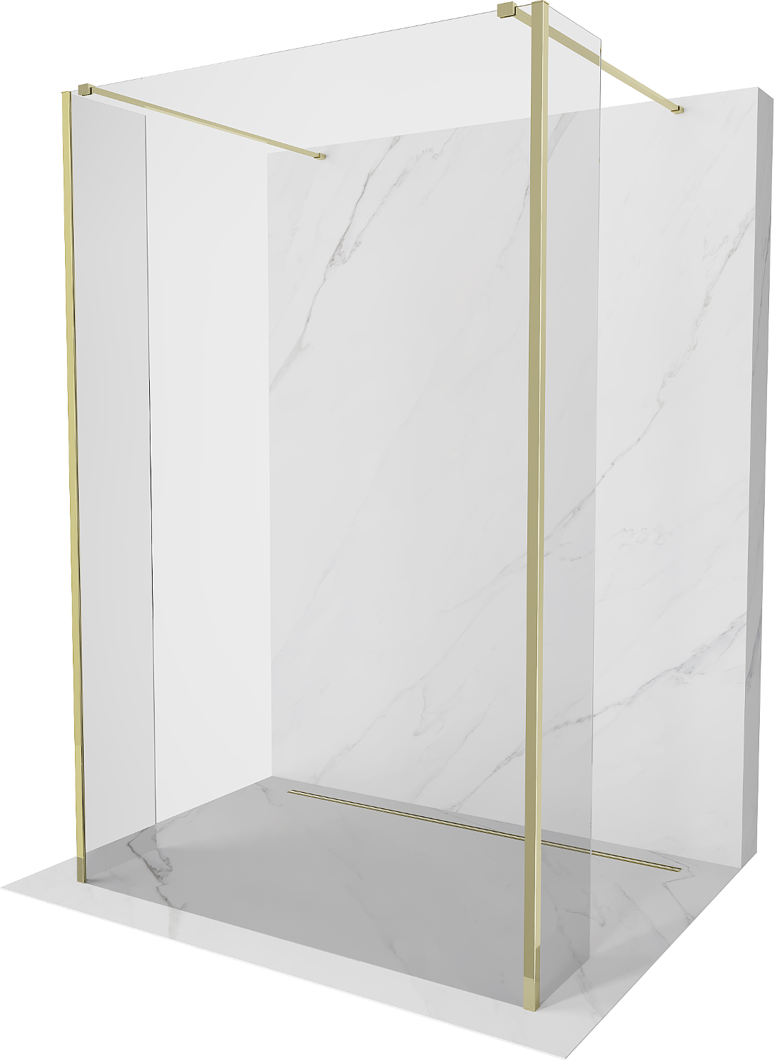 Mexen Kioto ścianka prysznicowa Walk-in 130 x 90 x 40 cm, transparent, złota - 800-130-090-221-50-00-040