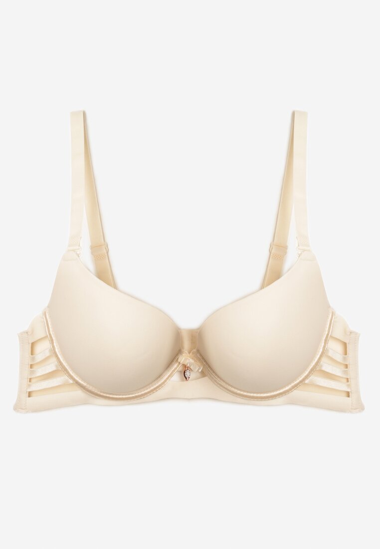 Jasnobeżowy Biustonosz Push Up z Regulowanymi Ramiączkami Dimarinsa