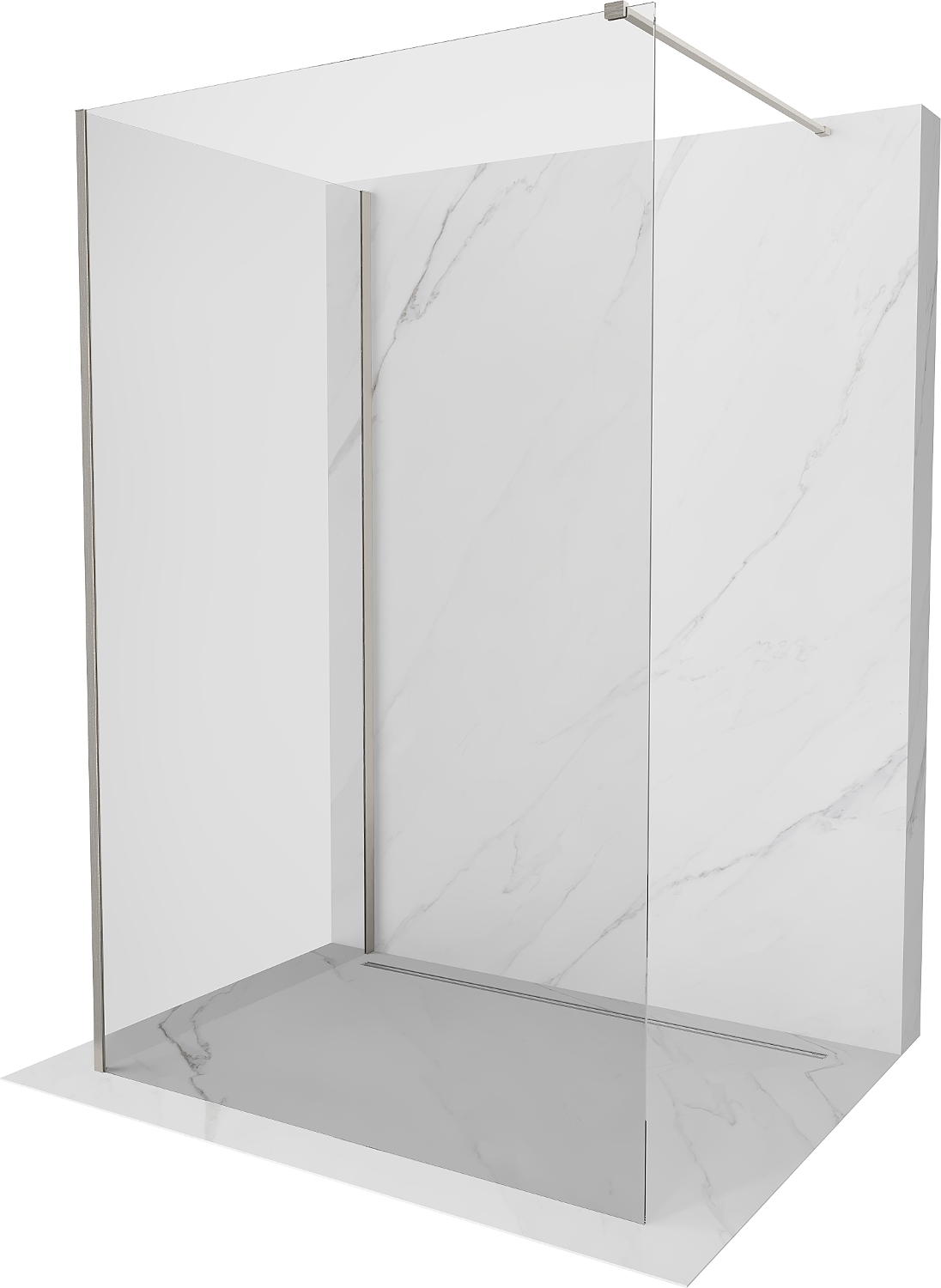 Mexen Kioto ścianka prysznicowa Walk-in 130 x 105 cm, transparent, nikiel szczotkowany - 800-130-212-97-00-105