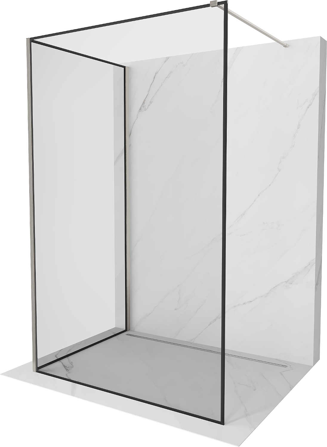 Mexen Kioto ścianka prysznicowa Walk-in 120 x 80 cm, czarny wzór, nikiel szczotkowany - 800-120-212-97-70-080