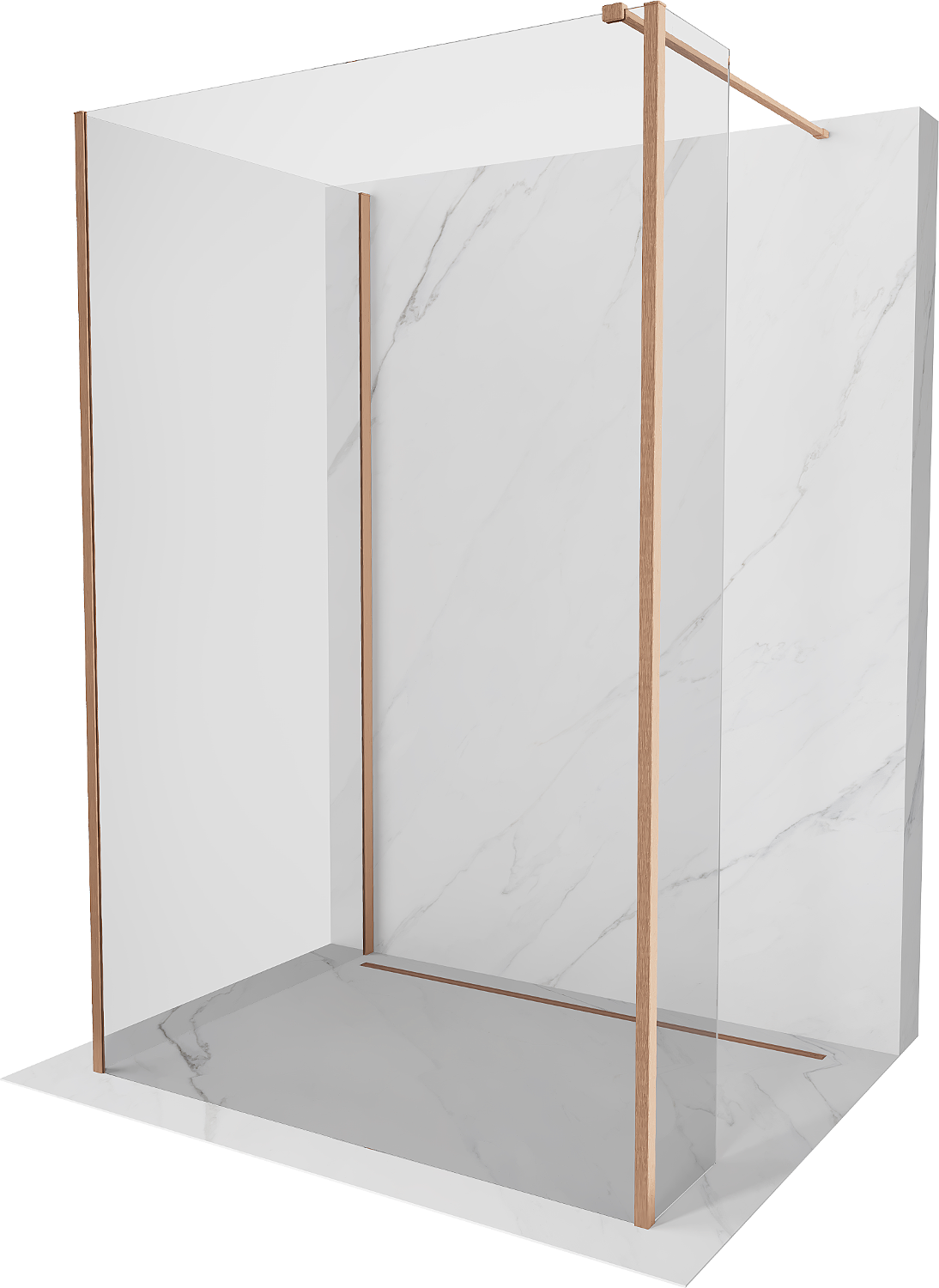 Mexen Kioto ścianka prysznicowa Walk-in 110 x 90 x 30 cm, transparent, miedź szczotkowana - 800-110-090-221-65-00-030