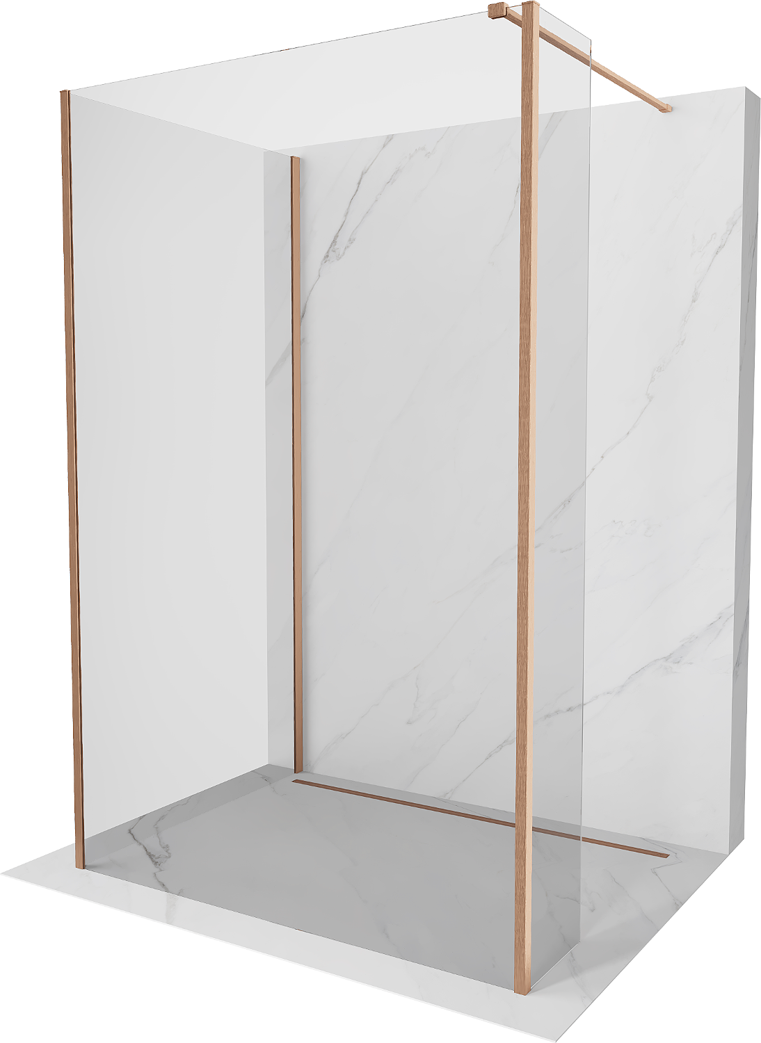 Mexen Kioto ścianka prysznicowa Walk-in 135 x 120 x 40 cm, transparent, miedź szczotkowana - 800-135-120-221-65-00-040