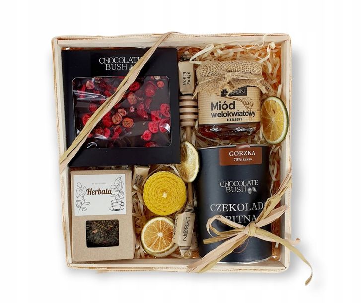 Kosz prezentowy herbata miód czekolada prezent