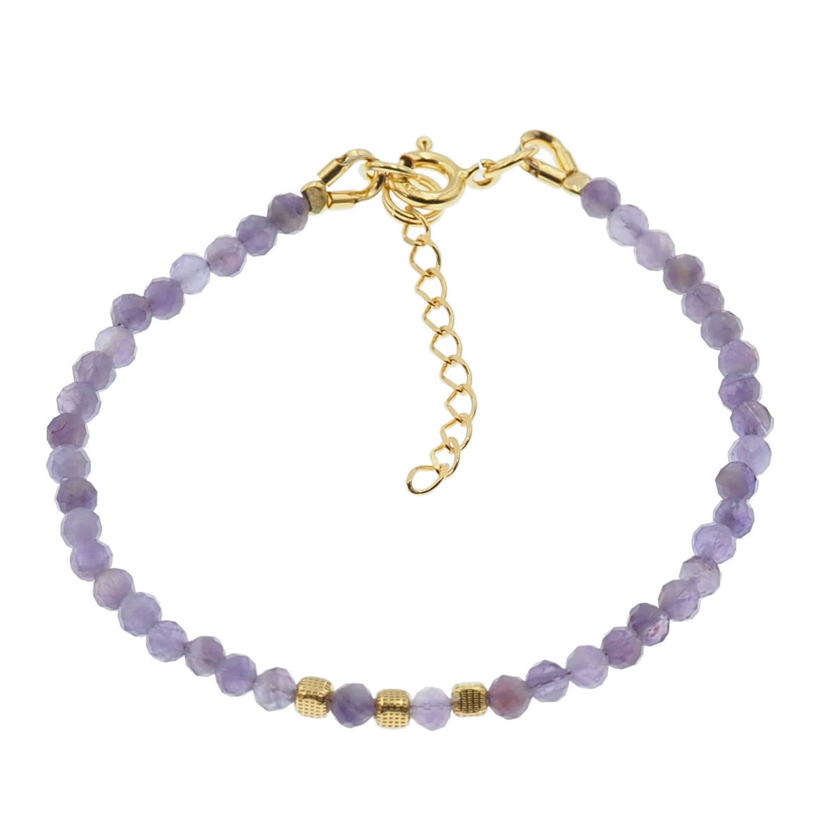 Skorulski Jewellery, Bransoletka regulowana, Ametyst fasetowane kulki i srebro złocone