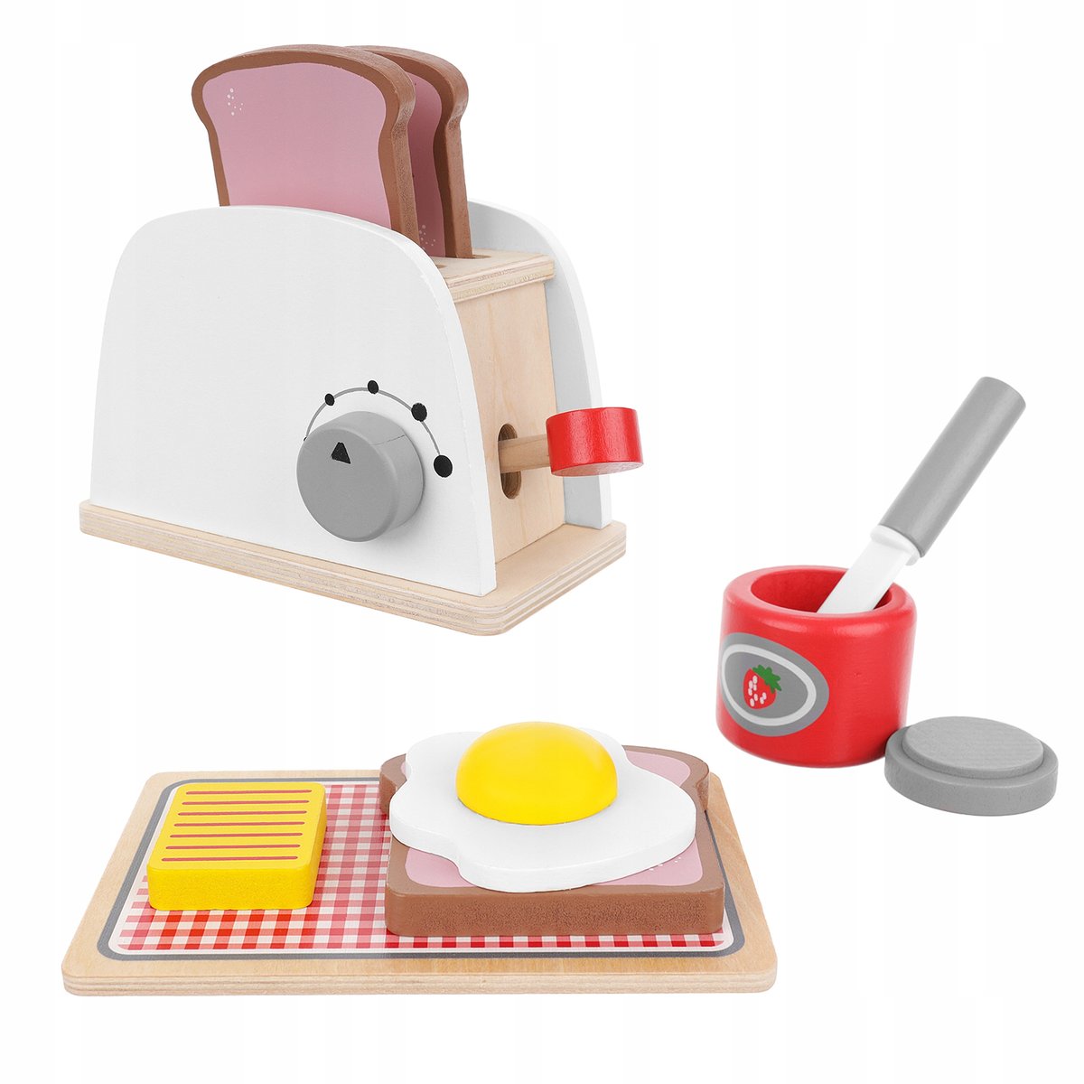 Toster Drewniany Zabawka Edukacyjna Kuchnia Montessori Jajko Dla Dzieci 8w1