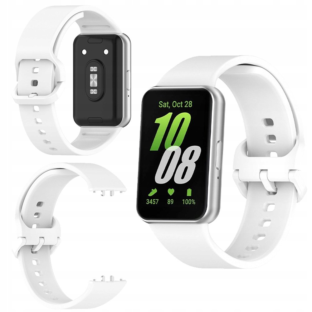 Pasek Bizon Strap Watch Silicone do Galaxy Fit 3, biały