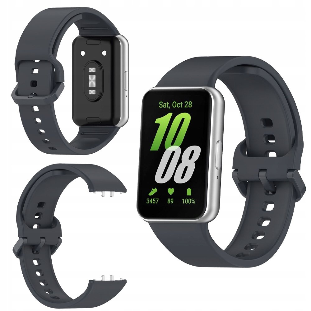 Pasek Bizon Strap Watch Silicone do Galaxy Fit 3, szary