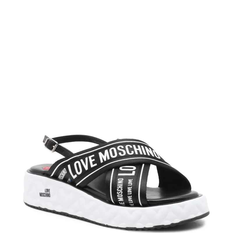 Love Moschino Skórzane klapki NASTROLOGO