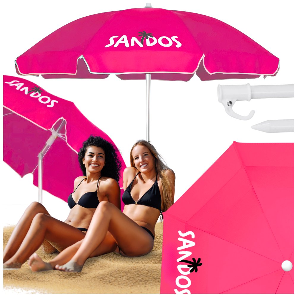 Parasol plażowy ogrodowy z powłoką UV wodoodporny różowy