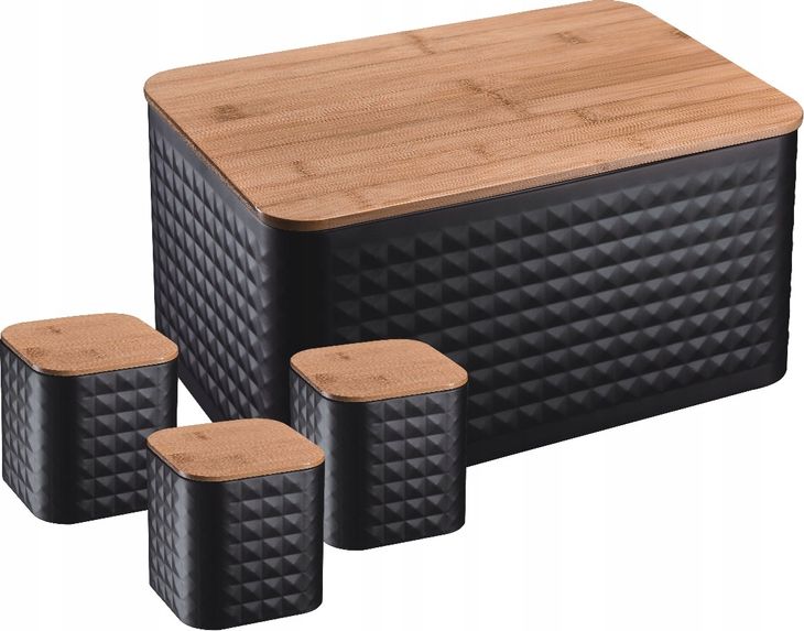 CHLEBAK POJEMNIKI zestaw KAWA CUKIER HERBATA 4W1 - elegancki design