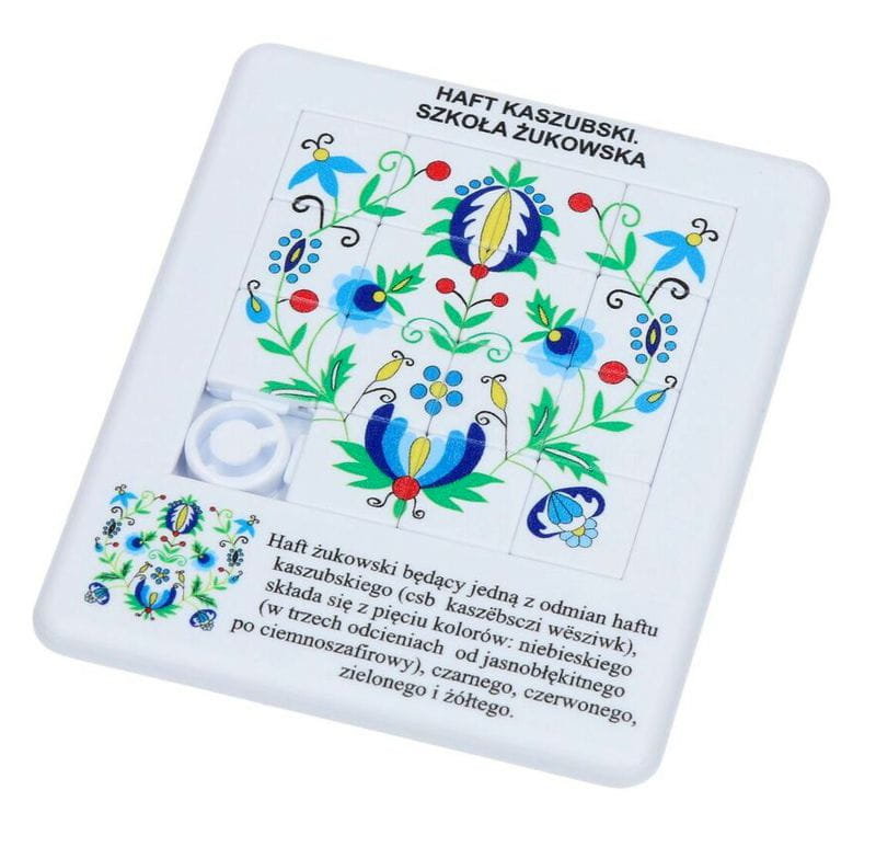 Układanka folk puzzle haft kaszubski, szkoła żukowska