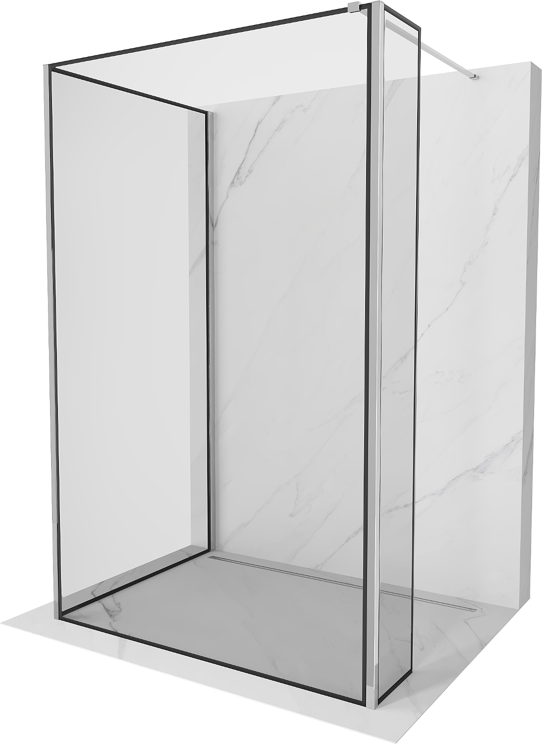 Mexen Kioto ścianka prysznicowa Walk-in 130 x 90 x 40 cm, czarny wzór, chrom - 800-130-090-221-01-70-040