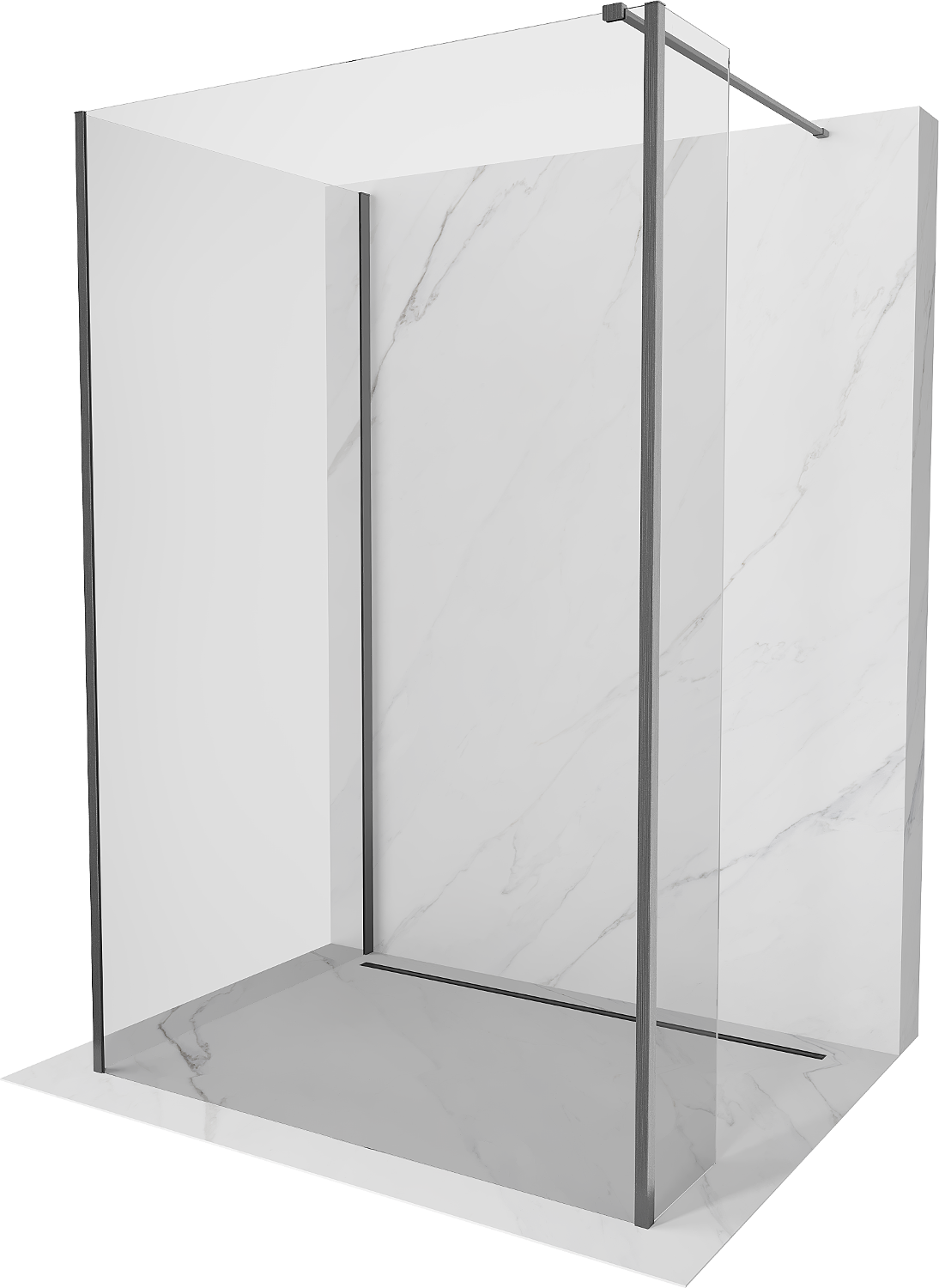 Mexen Kioto ścianka prysznicowa Walk-in 135 x 80 x 30 cm, transparent, gun gray szczotkowany - 800-135-080-221-66-00-030