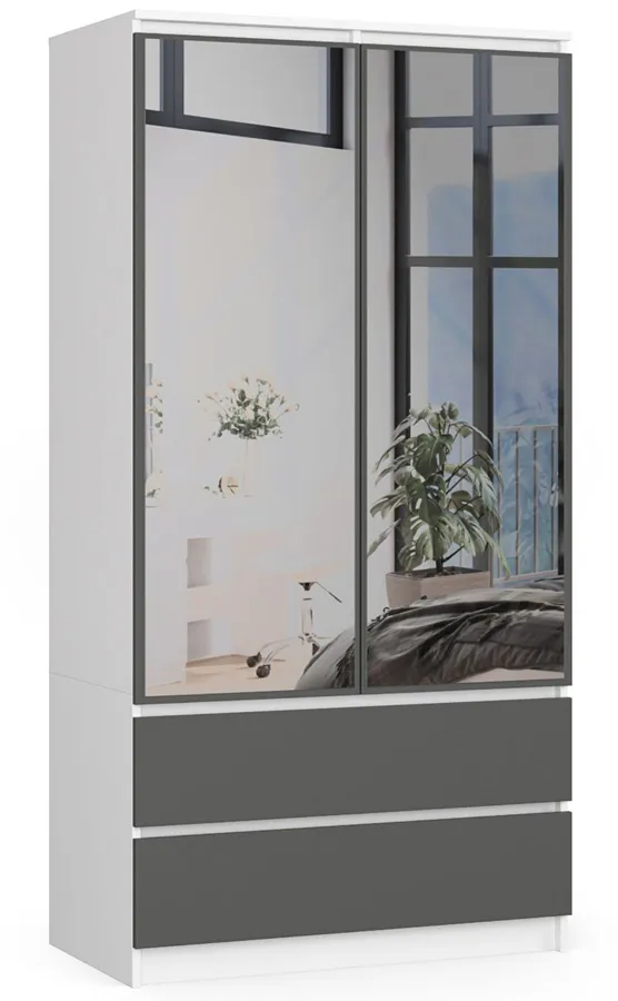 Nowoczesna dwudrzwiowa szafa biały + szary K6-A85