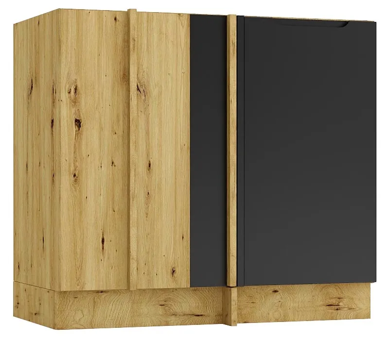 Szafka narożna dolna dąb artisan + czarny R6-E26