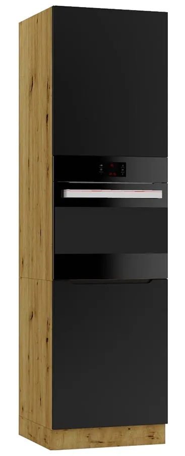 Słupek pod zabudowę piekarnika dąb artisan + czarny K1-Z59