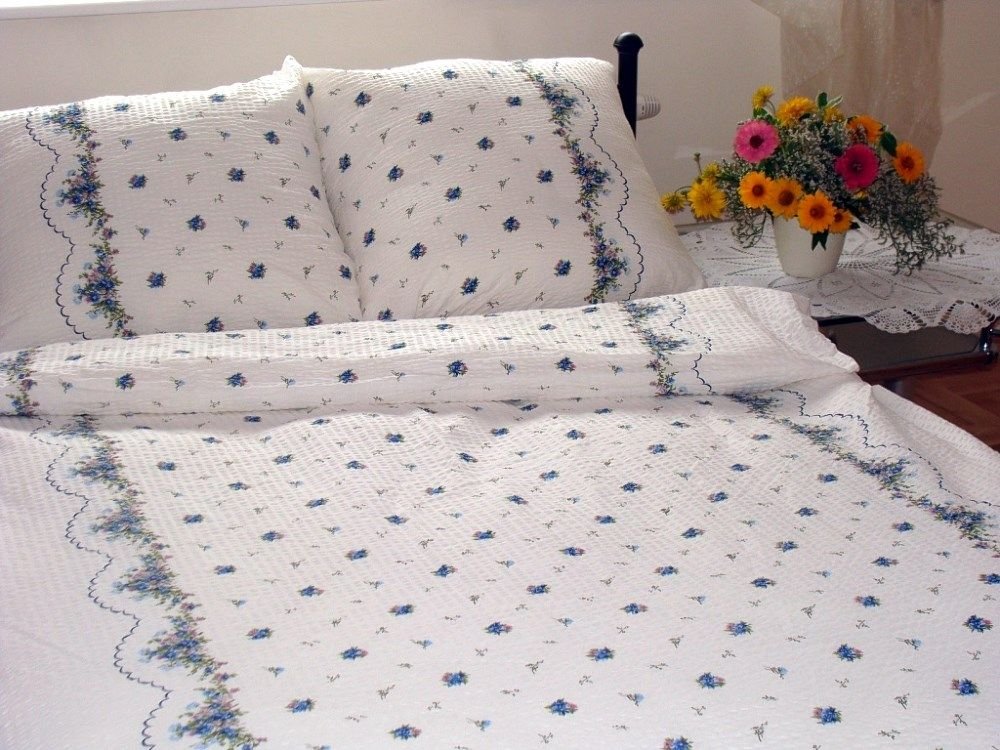 Pościel z kory 160x200 Bordiura niebieska zamek 100% bawełna gruba