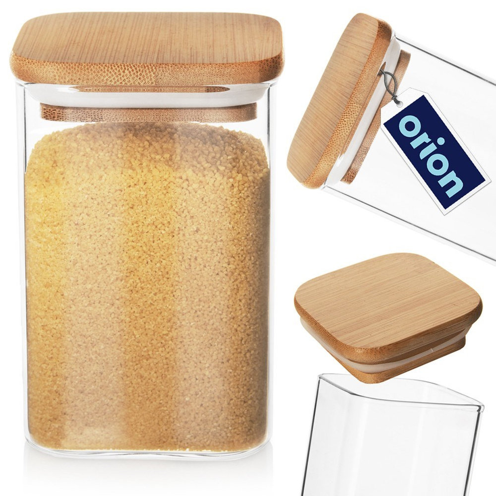 Pojemnik na produkty sypkie szklany z pokrywką i uszczelką 1,1 l