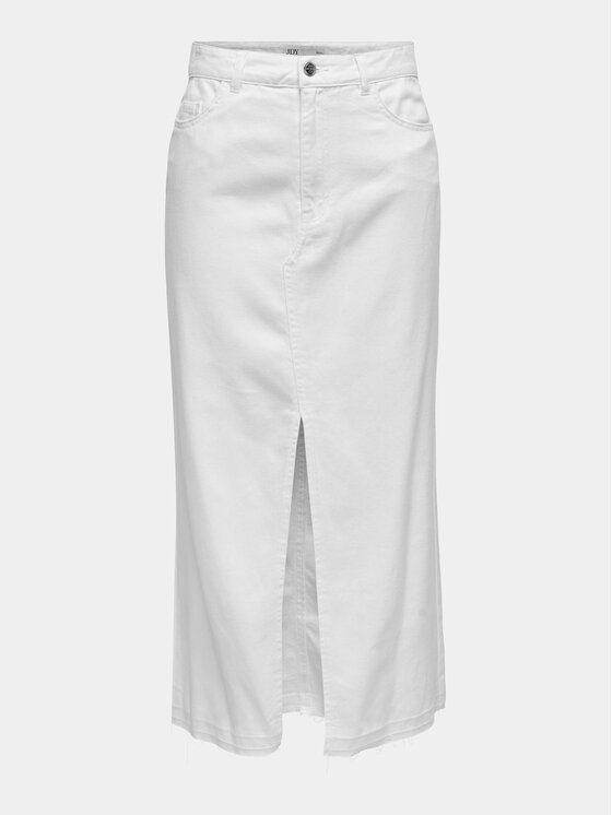 JDY Spódnica jeansowa Bella 15323972 Biały Regular Fit