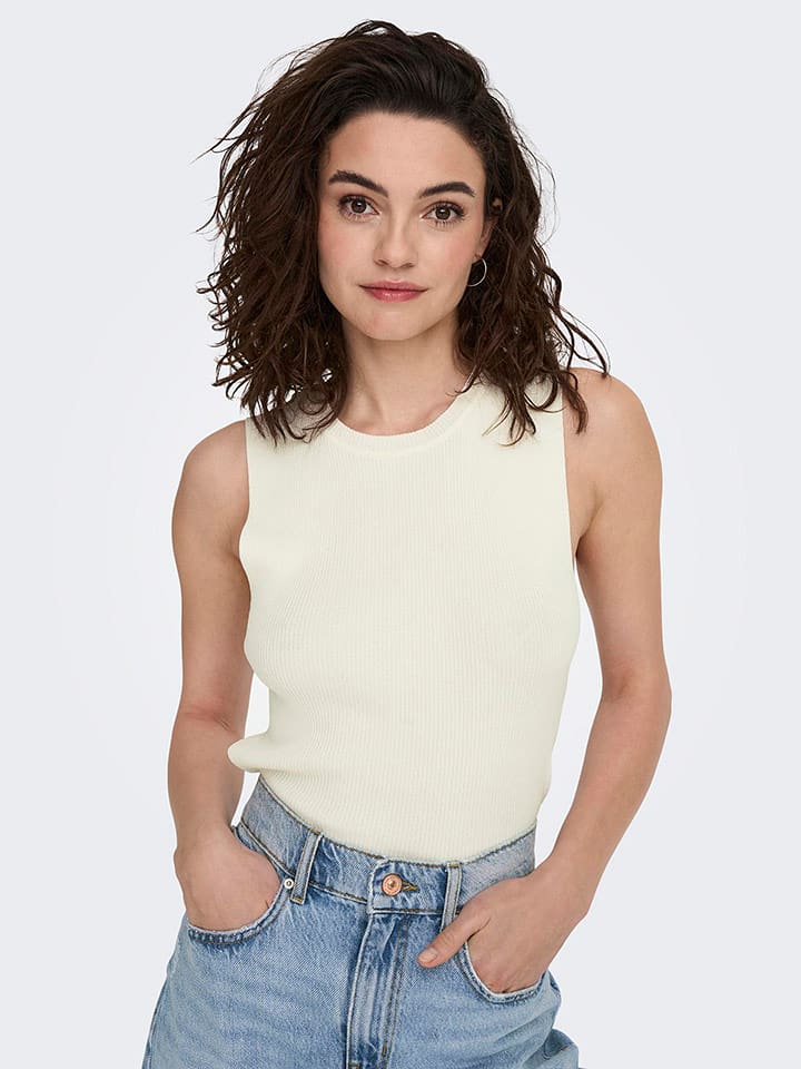 ONLY Top dzianinowy w kolorze kremowym