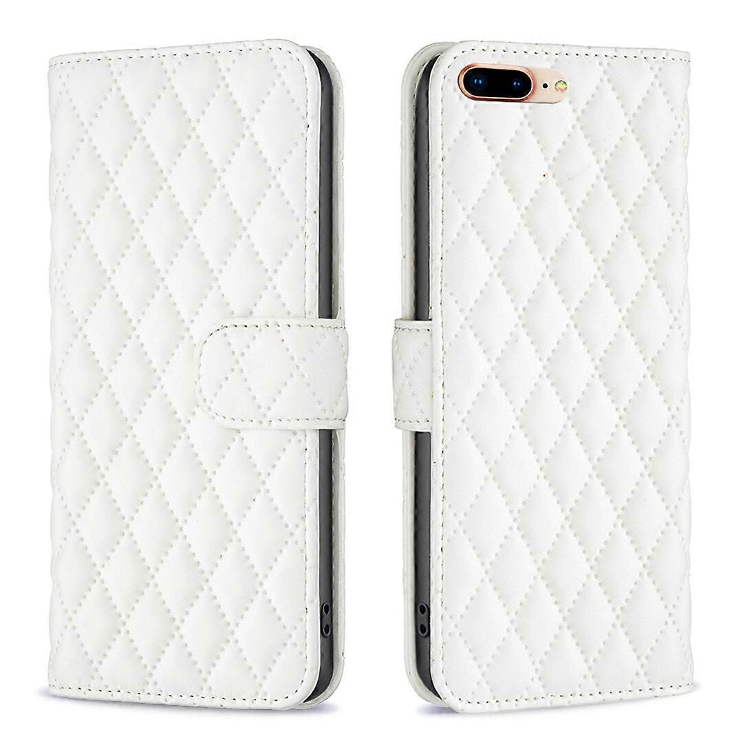 Kompatybilny z iPhone 8 Plus / 7 Plus Luksusowy portfel ze skóry PU Etui na telefon z uchwytem na kartę Klapka z podpórką Biały