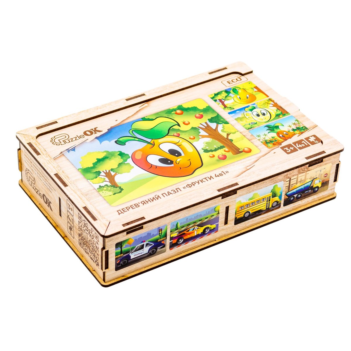 Puzzle 4w1 Drewniane Owoce