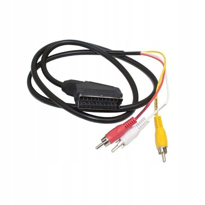 Kabel przewód EURO SCART EUROZŁĄCZE na 3 RCA cinch chinch czincz 1,2m czar