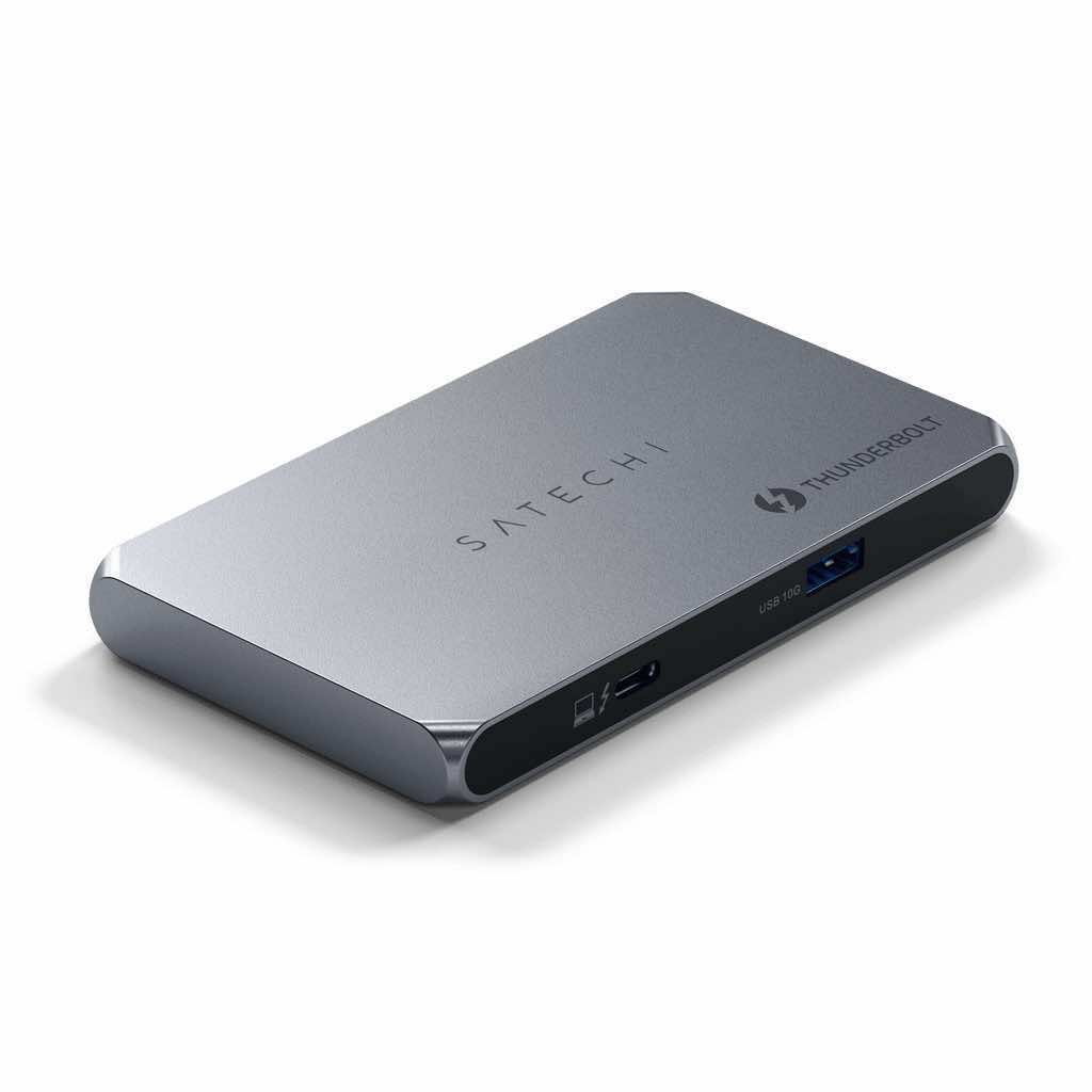 SATECHI Thunderbolt 4 Slim Hub 5-w-1, ładowanie przez USB C 60 W, pojedynczy wyświetlacz 8K lub podwójny wyświetlacz 4K, zgodność z USB 3.2 Gen2, US..