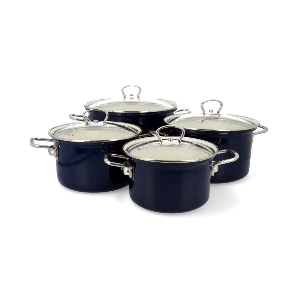 GARNKI emaliowane ECO-CERAMIC OLKUSZ pokrywa ZESTAW GARNKÓW indukcja 8 EL