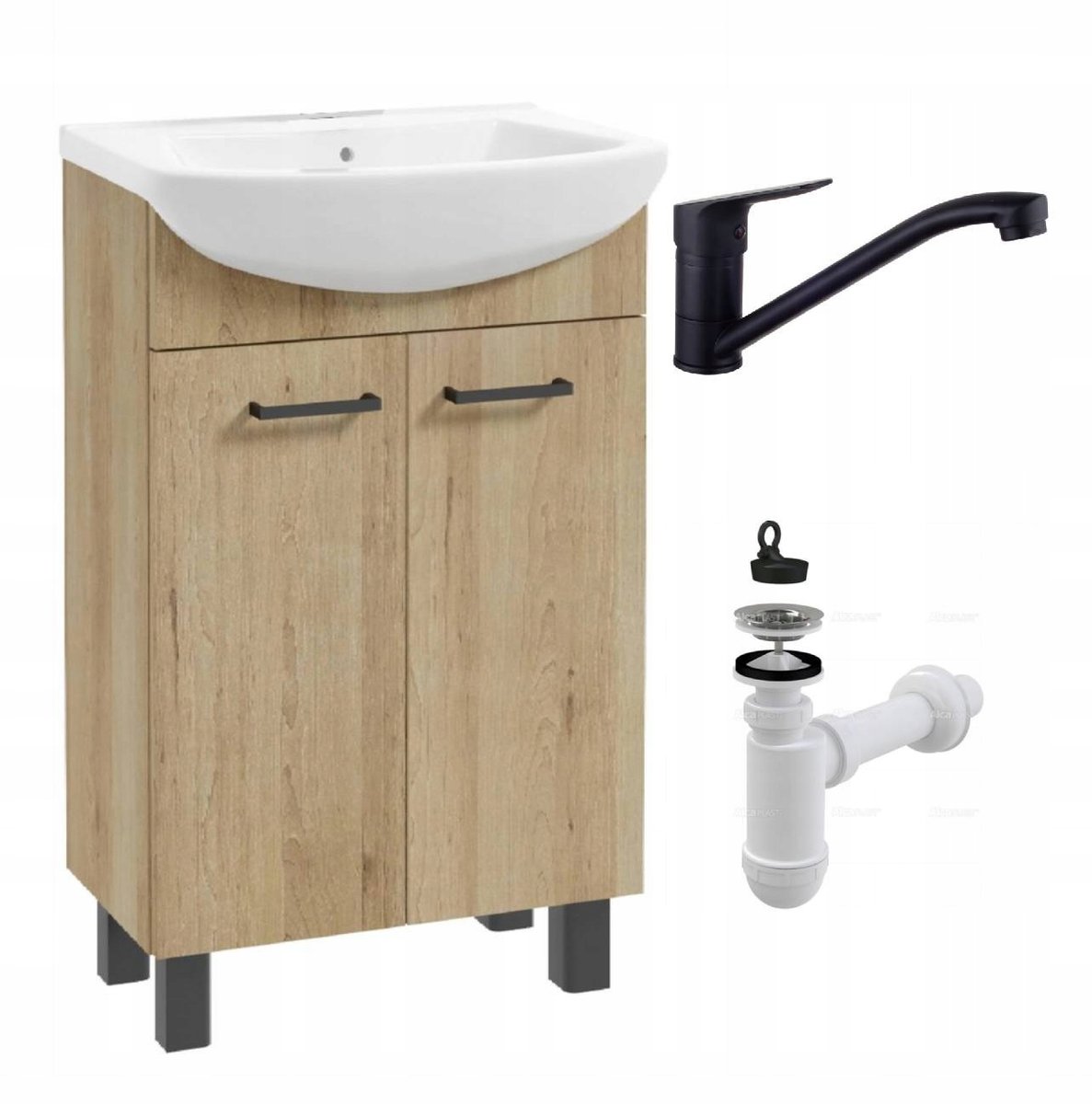 szafka łazienkowa z umywalką 45 buk bateria syfon