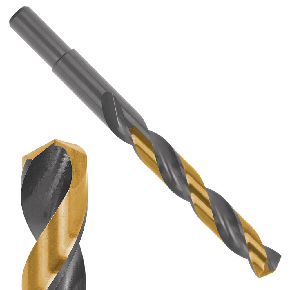 Wiertło do metalu HSS ⌀14,0mm L-108/160mm podtaczane Tvardy T02140 czarno-złote
