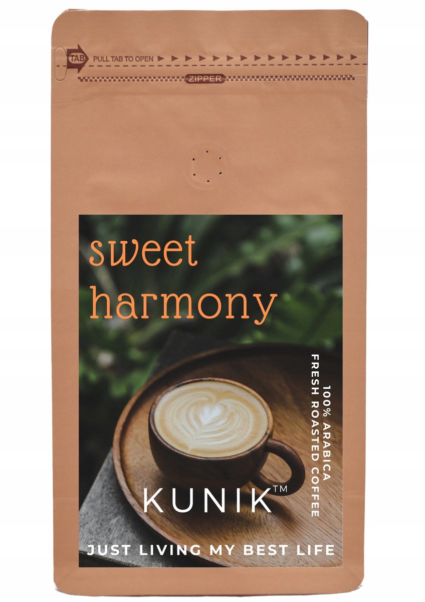 Kawa ziarnista 1kg ŚWIEŻO PALONA ARABICA KUNIK Sweet Harmony Do ekspresu