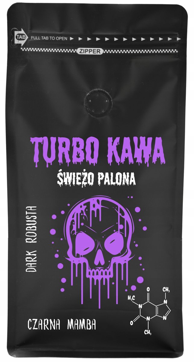 TURBO Kawa ziarnista Do ekspresu 1kg 100% Robusta Dark Roast CZARNA MAMBA