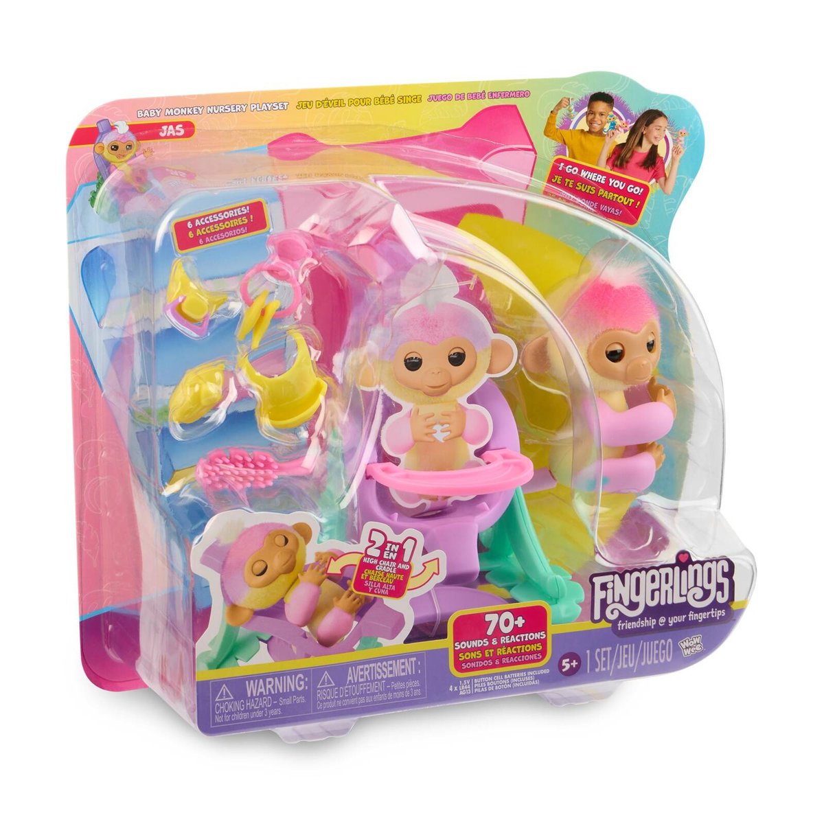 FINGERLINGS ZESTAW 2W1 INTERAKTYWNA MAŁPKA JAS Posie Maskotka na palec
