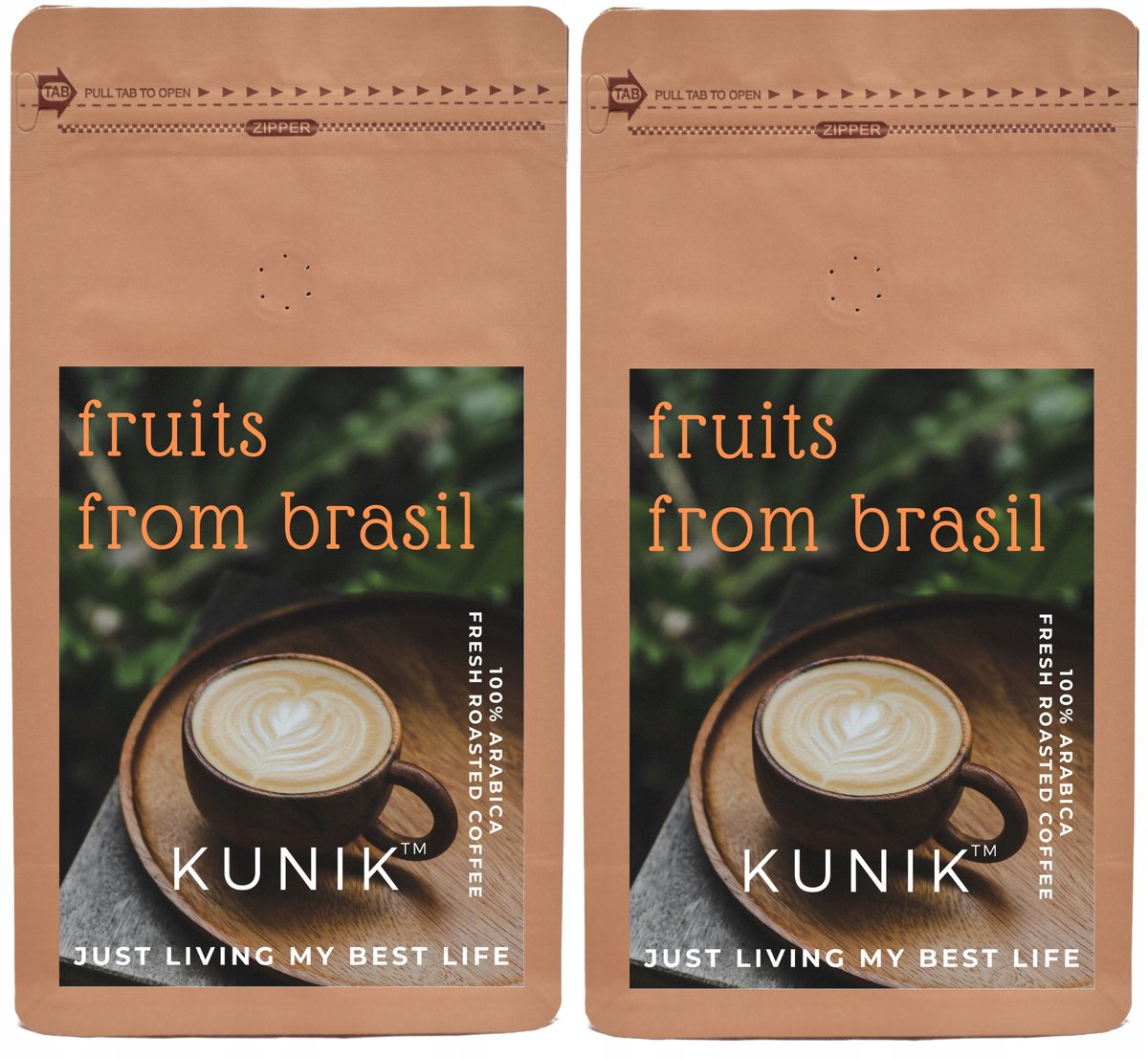 Kawa ziarnista 2kg ŚWIEŻO PALONA ARABICA Kunik Fruits from Brasil (2x1kg)