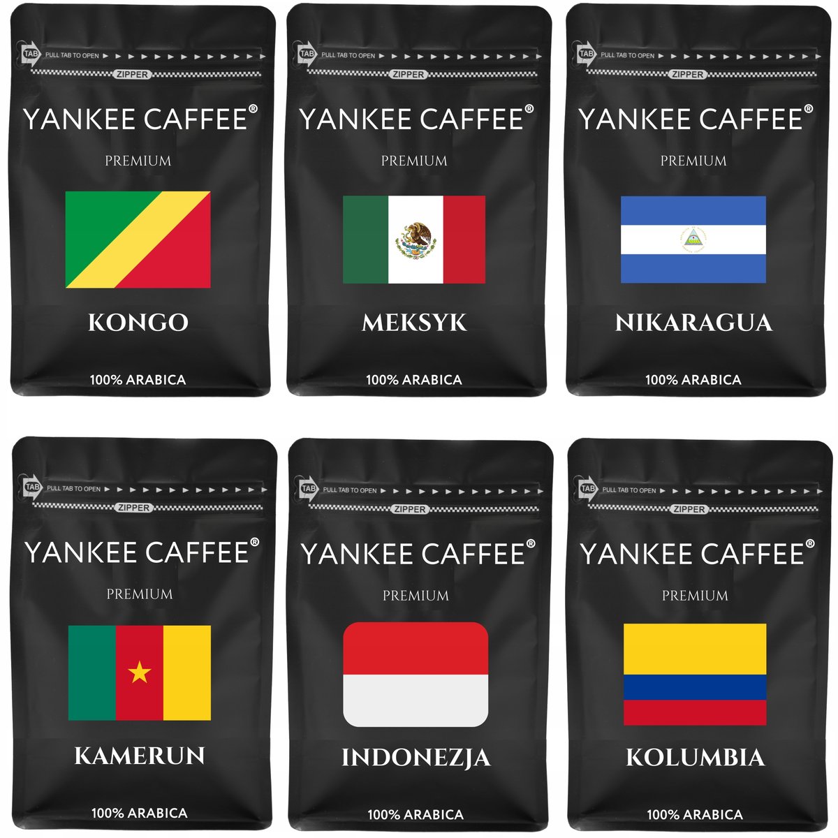 Kawa ziarnista Świeżo Palona Zestaw próbek 6x200g mix do degustacji prezent ZWc