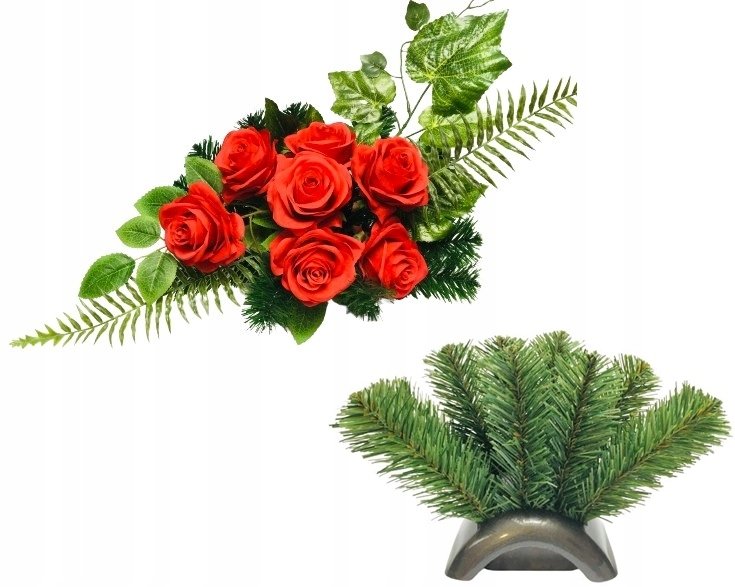 STROIK DONICZKA PODKŁAD sztuczny FOKUS mały wiązanka z kwiatami bukiet grób