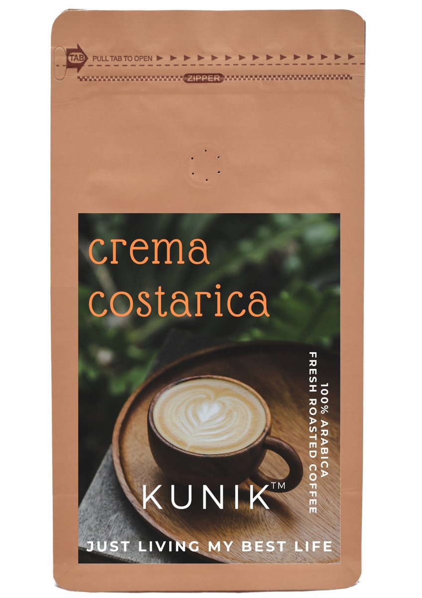 Kawa ziarnista 1kg ŚWIEŻO PALONA 100% ARABICA Crema Costarica KOSTARYKA